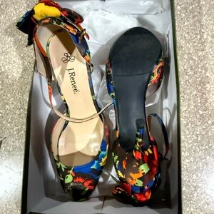 J. Renee Melissa Black Brite Floral Heels